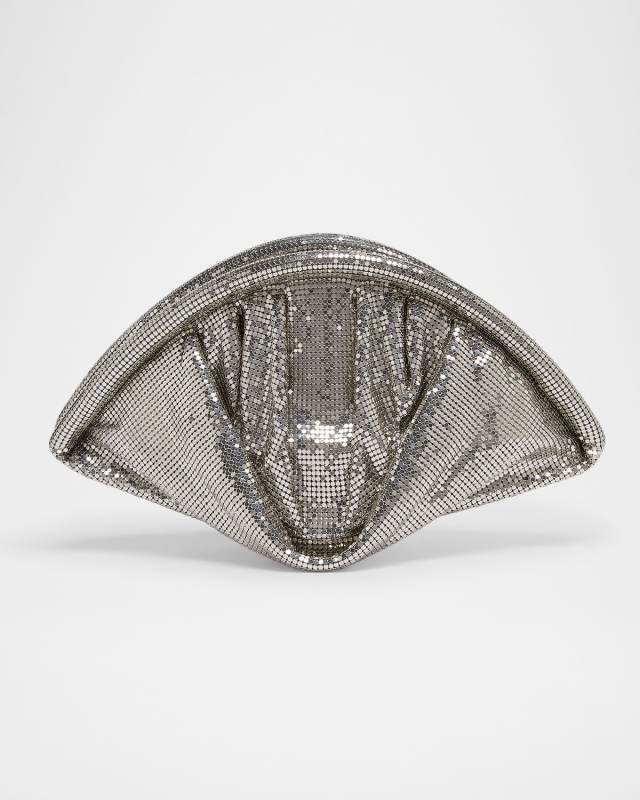 Studded Mesh Zip Pochette Clutch Bag